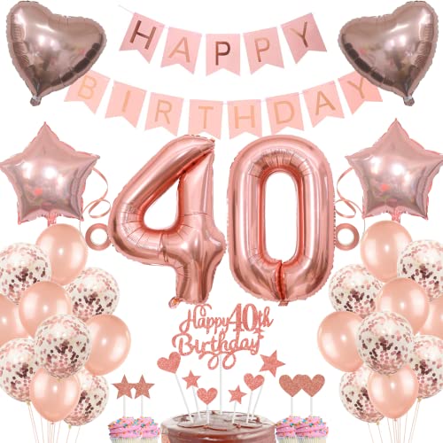 Deko 40. Geburtstag frau Tortendeko 40 Geburtstag frauen Deko Geschenk für 40. Geburtstag frau Rosegold Geburtstag 40 frauen 40 jahre Geburtstag deko Ballon 40 Geburtstag 40 jahre frau von Jrzyhi