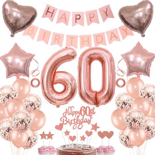 Deko 60. Geburtstag frau Tortendeko 60 Geburtstag frauen Deko Geschenk für 60. Geburtstag frau Rosegold Geburtstag 60 frauen 60 jahre Geburtstag deko Ballon 60 Geburtstag 60 jahre frau von Jrzyhi