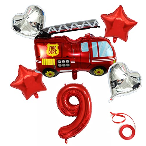 Feuerwehrauto Ballons Auto Kindergeburtstag Folienballon Feuerwehr Folienballons mit Feuerwehr/firetruck Car Feuerwehrauto Thema Deko Feuerwehrauto Geformte Folienballons für Party Geburtstag Schule von Jrzyhi