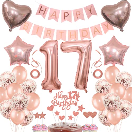 Deko 17. Geburtstag Mädchen Tortendeko 17 Geburtstag Mädchen Deko Geschenk für 17. Geburtstag Mädchen Rosegold Geburtstag 17 Mädchen 17 jahre Geburtstag deko Ballon 17 Geburtstag 17 jahre Mädchen von Jrzyhi