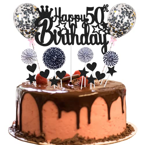 Tortendeko 50 Geburtstag Deko Happy 50th Birthday Tortendeko 50 jahre Frau Mann Kuchendeko 50. Geburtstag Frau Schwarz Tortendeko Mann Frau Hello 16 Glitter Cake Topper für 50 Geburtstag von Jrzyhi