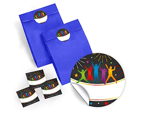 10 Geschenktüten/dunkelblau + 10 Aufkleber Jump Party Trampolin für Mitgebsel Gastgeschenk beim Kindergeburtstag Jungen Mädchen von JuNa-Experten