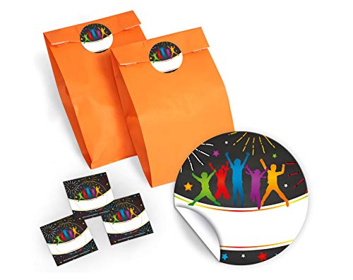 10 Geschenktüten/orange + 10 Aufkleber Jump Party Trampolin für Mitgebsel Gastgeschenk beim Kindergeburtstag Jungen Mädchen von JuNa-Experten