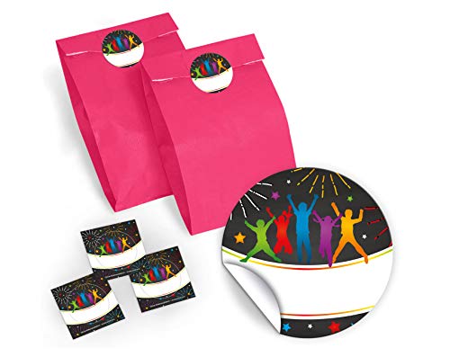 10 Geschenktüten/rosa + 10 Aufkleber Jump Party Trampolin für Mitgebsel Gastgeschenk beim Kindergeburtstag Jungen Mädchen von JuNa-Experten