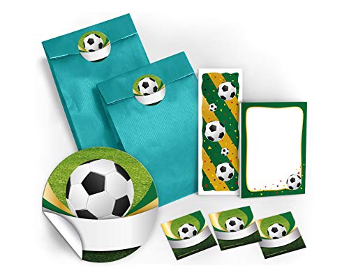 12 Geschenktüten + 12 Aufkleber + 12 Lesezeichen + 12 Mini-Notizblöcke Fußball/Mitgebsel Gastgeschenk für Kinder Jungen Mädchen bei Geburtstag Turnier Fussball von JuNa-Experten