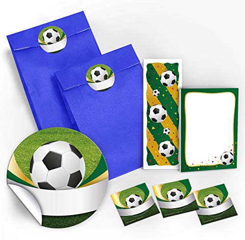 12 Geschenktüten + 12 Aufkleber + 12 Lesezeichen + 12 Mini-Notizblöcke Fußball/Mitgebsel Gastgeschenk für Kinder Jungen Mädchen bei Geburtstag Turnier Fussball von JuNa-Experten