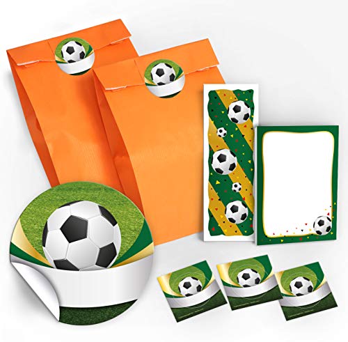 12 Geschenktüten + 12 Aufkleber + 12 Lesezeichen + 12 Mini-Notizblöcke Fußball/Mitgebsel Gastgeschenk für Kinder Jungen Mädchen bei Geburtstag Turnier Fussball von JuNa-Experten