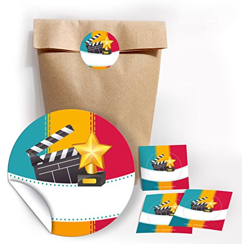 12 Geschenktüten/Natur + 12 Aufkleber Kino Party-Tüten für Gastgeschenk Mitgebsel bei Kindergeburtstag Mädchen Jungen Erwachsene von JuNa-Experten