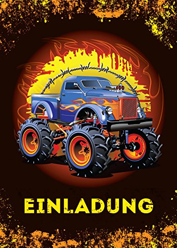 6 Einladungskarten Kindergeburtstag Jungen Monstertruck Jungs Geburtstagseinladungen Einladungen Kartenset Monster-Truck Geburtstag Karten Auto von JuNa-Experten