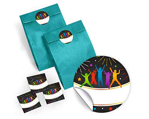 6 Geschenktüten/blau + 6 Aufkleber Trampolin Jump Party für Mitgebsel Gastgeschenk beim Kindergeburtstag Jungen Mädchen von JuNa-Experten