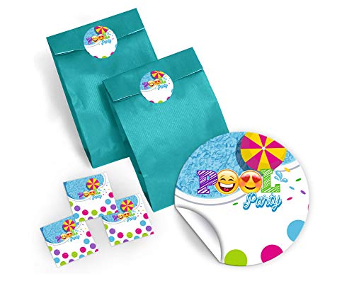 JuNa-Experten 12 Party-Tüten + 12 Aufkleber für Gastgeschenke oder Mitgebseln beim Kindergeburtstag Schwimmbad/Geburtstag/Kinderfest/Papier-Tüten für Geschenkverpackung JuNa-Experten 12 Party-Tüten + 12 Aufkleber für Gastgeschenke oder Mitgebseln beim Kindergeburtstag Schwimmbad/Geburtstag/Kinderfest/Papier-Tüten für Geschenkverpackung von JuNa-Experten