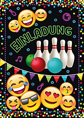 JuNa-Experten 6 Einladungskarten Geburtstag Kinder Jungen Jungs Mädchen Bowling/Einladung zur Bowling-Party/Kartenset von JuNa-Experten