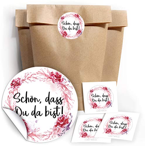 JuNa-Experten 60 Geschenktüten + 60 Aufkleber SCHÖN, DASS DU DA BIST Verpackung für Gastgeschenke BZW. Mitgebsel bei Hochzeit Taufe Geburtstag Jubiläum Blumen JuNa-Experten 60 Geschenktüten + 60 Aufkleber SCHÖN, DASS DU DA BIST Verpackung für Gastgeschenke BZW. Mitgebsel bei Hochzeit Taufe Geburtstag Jubiläum Blumen von JuNa-Experten