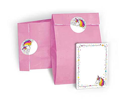 JuNa-Experten Mitgebsel Kindergeburtstag Set aus 12 Geschenktüten/Hellrosa + 12 Aufkleber + 12 Mini-Blöcke Einhorn Unicorn/Party-Tüten Gastgeschenke Kinder Mädchen Notizblock JuNa-Experten Mitgebsel Kindergeburtstag Set aus 12 Geschenktüten/Hellrosa + 12 Aufkleber + 12 Mini-Blöcke Einhorn Unicorn/Party-Tüten Gastgeschenke Kinder Mädchen Notizblock von JuNa-Experten