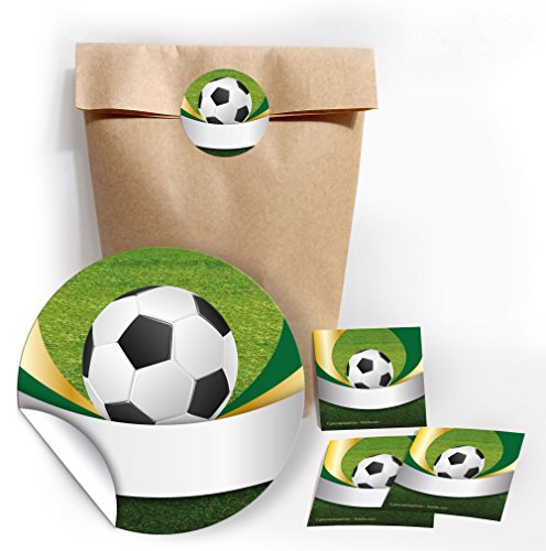 Juna-Experten 12 Party-Tüten aus Kraftpapier + 12 Fußball-Aufkleber – Perfekte Geschenktüten, Mitgebsel, Gastgeschenke beim Kindergeburtstag, Geschenkverpackung für Fußballfans von JuNa-Experten