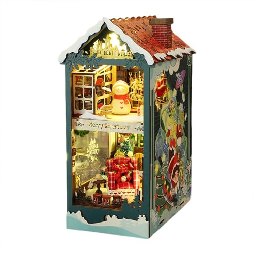 Christmas Book Nook Kit | Miniaturhaus-Bastelset | Diorama-Kits für Erwachsene | Urlaubsdekor-Set | Heimdekoration für Jugendliche und Erwachsene, Weihnachtsdekorationen, Diorama-Kits, von Jubepk