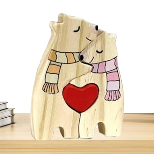 Holzpuzzle Bär, Cartoon-Bär-Puzzle, dekorative Tierskulptur, niedliches Bären-Mittelstück, Cartoon-Puzzle, entworfen als dekoratives Tisch-Mittelstück für Familie und Freunde von Jubepk