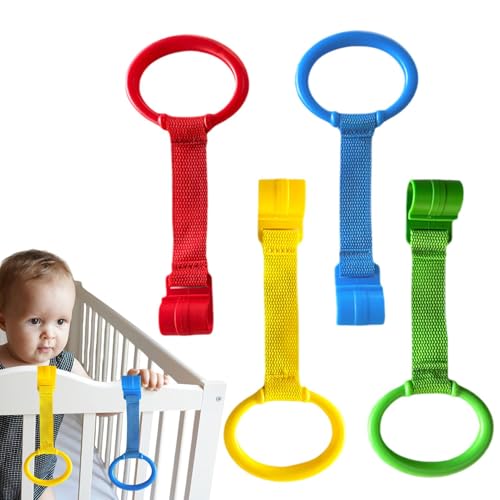 Jubepk Baby Pull Up Rings, 4 Piece Baby Stand-Up Dangling Rings, Educational Toddler Walking Training Tool, Crib Attachment for Standing Practice, Exercise Assistant for von Jubepk