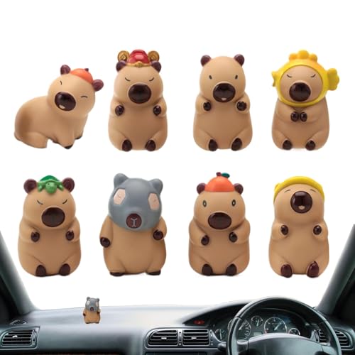 Jubepk Capybara Toy Figures, 8 Piece Lovely Capybara Stuff, 3.74x2.17 Inch Small Animal Ornament, Ideal for Dessert Table Decoration and Collectibles, Birthday Gift, Brown von Jubepk