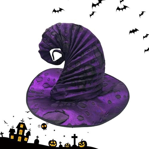 Jubepk Damen Hexenhut Halloween Hexenhut Cosplay Zauberer Hut Halloween Damen Cosplay Zauberer Hexenhut | Lustiger Hexenhut mit großer Falte für Kostümparty, Bühnenauftritt, Halloween Party von Jubepk