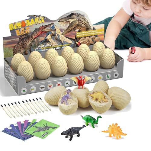 Jubepk Dinosaur Eggs Excavation Kit, Easter Eggs with Hidden Toys, Fun STEM Digging Adventure, Science Experiment, 12 Pack, Easter Basket and Stocking Stuffer von Jubepk