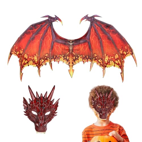 Jubepk Drachenkostüme für Kinder, Dinosaurier-Kostüm-Set, Drachenflügel-Set, Cosplay-Drachen-Requisiten, Halloween-Kostüm-Set, Cosplay-Kostüm-Set für Halloween-Maskeraden und von Jubepk