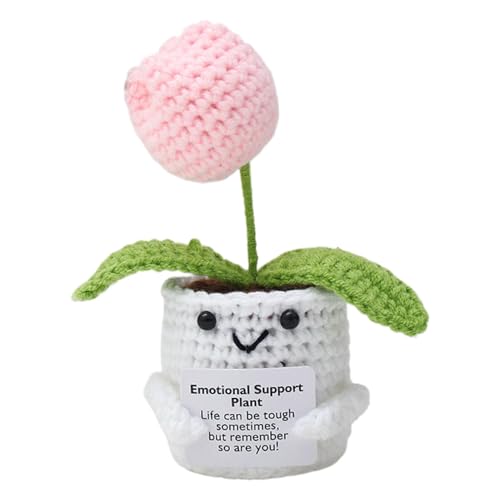 Jubepk Emotional Support Plant, Knitted Positive Flower Doll, Lightweight Crochet Plush, Handmade Uplifting Companion, Soft and Adorable, 13cm/5.12 inches, Ideal for Men and Women von Jubepk