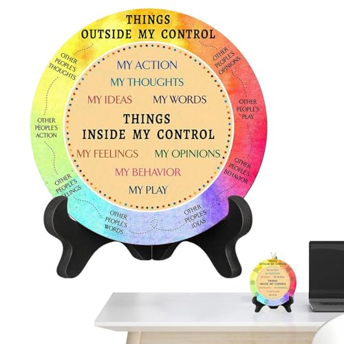 Jubepk Emotions-Diagramm für psychische Gesundheit, Holz-Rad mit Ständer, Emotions-Visualisierungsdiagramm für Studium, 18 x 18 x 5 cm, komfortables Gefühl, Dekorationswerkzeug für Arbeitsbereich, von Jubepk