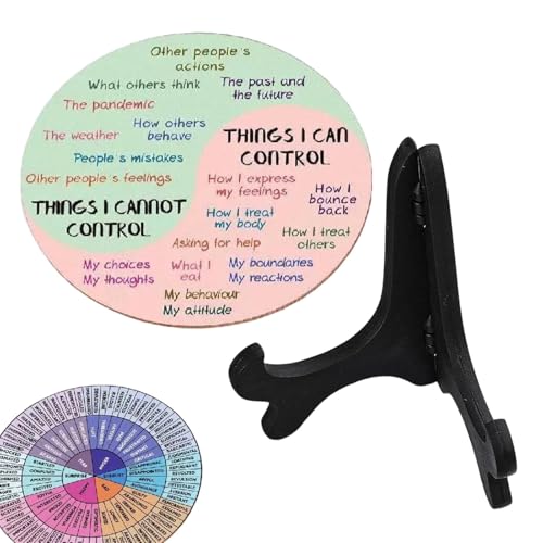 Jubepk Emotions-Diagramm für psychische Gesundheit, -Rad mit Ständer, Emotions-Visualisierungsdiagramm für Studium, 18 x 18 x 5 cm, komfortables Gefühl, Dekorationswerkzeug für Arbeitsbereich, von Jubepk