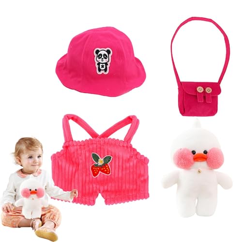 Jubepk Ente Plüsch Stoffpuppe, Plüsch Ente Spielzeug mit Kleidung, Gefüllte Ente Puppe für Kinder, Plüschtier mit Outfit, Niedliches Tier Plüschtier 30cm/11.81 Zoll für Junge Kinder von Jubepk