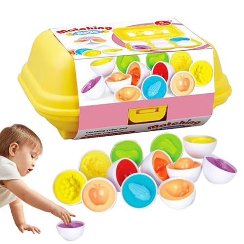 Jubepk Farblich passendes Eierset,Passendes Eierset | Lernspielzeug zum Sortieren von Ostereiern - Ei-Formen-Puzzle-Set, 6-teiliges Formerkennungs-Ei-Spielzeug für Kinder von Jubepk