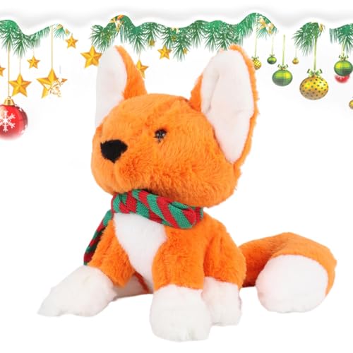 Jubepk Fuchs Plüschpuppe | Weiches realistisches Fuchs-Stofftier | Weihnachtsschal Fuchs Plüsch | Plüschtierfigur | Plüschtier-Fox-Kollektion, Spielzeug für, Mädchen, Wohnzimmer, Schlafzimmer von Jubepk