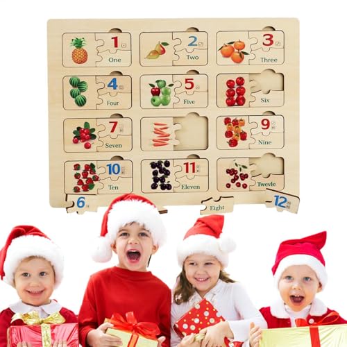 Jubepk Holzpuzzles für Kinder – buntes Zahlen-Matchboard in Gemüseform, pädagogisches passendes Puzzle-Spielzeug, Vorschulspiel für Kinder, und Mädchen von Jubepk