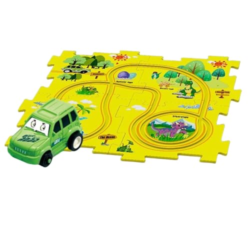 Jubepk Kinderautobahn, Puzzle-Autobahn-Spielset - Kinder-Rennstrecken-Set - Auto-Abenteuerspielzeug, Rennstrecke, Lernspielzeug, Kleinkind-Puzzle-Strecken-Spielset für 3-, 4-, 5- und 6-jährige Kinder von Jubepk