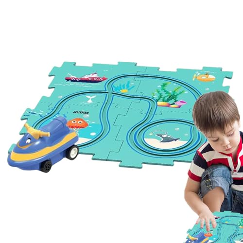 Jubepk Kinderautobahn, Puzzle-Autobahn-Spielset | Lustiges Spielzeug zum Bauen von Eisenbahnwaggons | Autostreckenspiel, lehrreiches Bauspielzeug, Rennstrecken für Kinder ab 3 Jahren von Jubepk