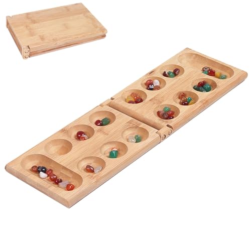 Jubepk Mancala Brettspiel | Interaktives Schachspiel mit Mancala-Puzzle | Holzbrettspiel für zwei Spieler für Kinder und Erwachsene, klassisches Mancala-Set, Familien-Tischspiele, Strategie-Brettspiel von Jubepk