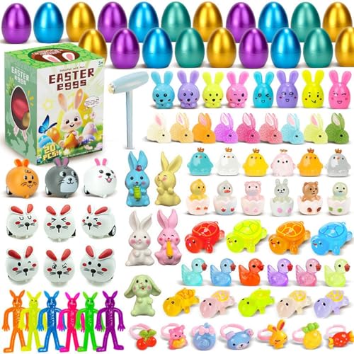 Jubepk Prefilled Easter Eggs, Easter Party Favors, Egg Smashing Toys, Classroom Prize Toys, Easter Eggs with Toys, Easter Toys for Kids, Egg Smashing Favors, Easter Gift Eggs, Kids Easter Eggs von Jubepk