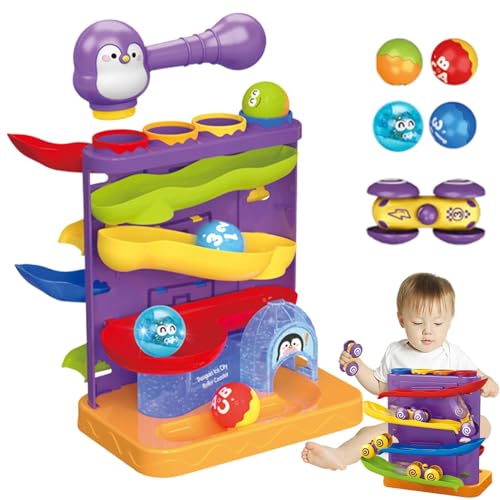 Jubepk Ramp Racer-Spielzeug, 2-in-1-Pfund-Ballspielzeug, Rampenbahn-Spielzeug für Kleinkinder, Feinmotorikspielzeug für Kinder, Lernaktivitäten für Kleinkinder, Frühentwicklungsspielzeug von Jubepk