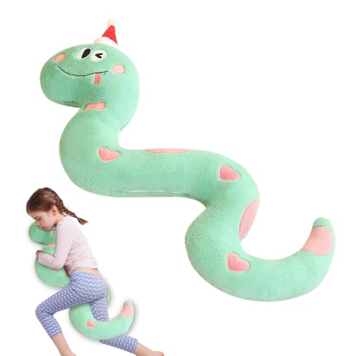 Jubepk Snake Plush Toy | Cuddly Plushie Snake | Christmas Hat Snake Toy | Hugger Snake Plushie | Adorable Soft Cuddly Snake Plushie Hugger Toy for Birthday, Plush Snake for Kids von Jubepk