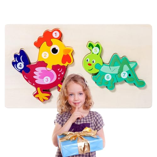 Jubepk Tier-Holzpuzzles für Kinder, Puzzle-Spiel, passendes Spiel, Feinmotorikspielzeug, Puzzle-Blöcke, Lernspielzeug, Kleinkind-Puzzles von Jubepk