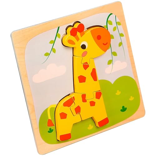 Jubepk Tierpuzzle für Kinder,Tierpuzzle | STEM-Puzzlespielzeug,Buntes Holzpuzzle für Kinder, Hirsch, Ente, Frosch, AFFE, Fisch, Löwe, Lernpuzzlespielzeug von Jubepk