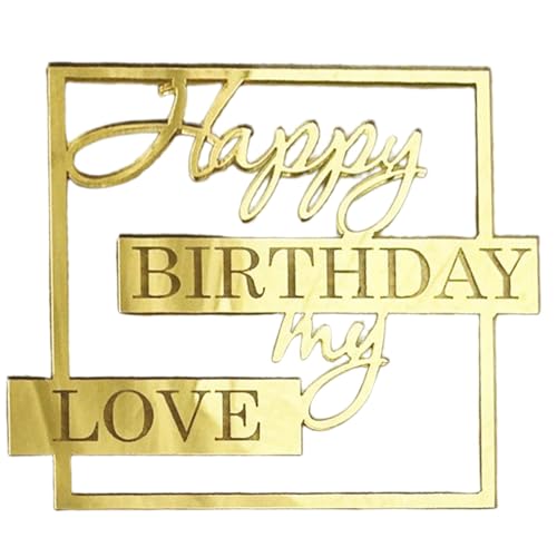 Jubepk Tortenaufsatz "Happy Birthday My Love" – Acryl-Kuchenaufsatz, einzigartiger Kucheneinsatz, -Kuchendekoration, Liebhaber, Geburtstag, Kuchendekoration, Acryl, elegante von Jubepk