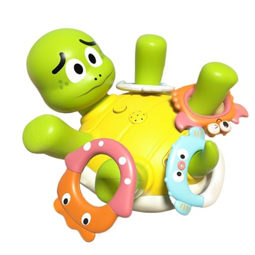 Jubepk Turtle Bath Toy - Pool Electric Water Spray Rotating Play Sets,Swimming Bathtub Pool Toy Cute Swimming Turtle Toys with 5 Rings for Boys and Girls von Jubepk