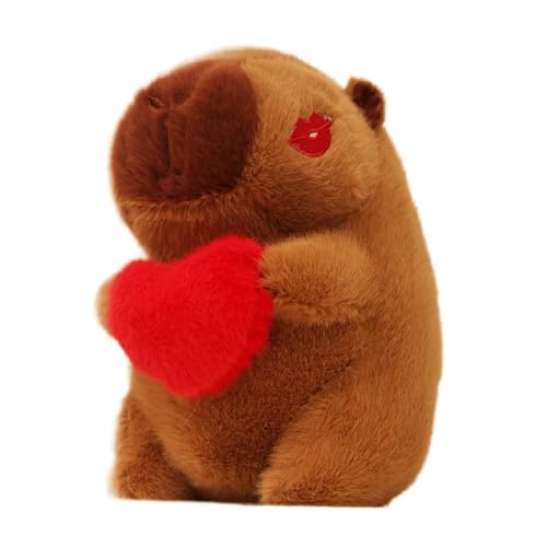 Jubepk Valentine Stuffed Capybara,Cute Capybara with Heart Plushie Doll - Funny Stuffed Animal, Cute Valentine's Day Stuffed Plush Toy for Living Room, Bedroom, Dorm, Home Decor von Jubepk