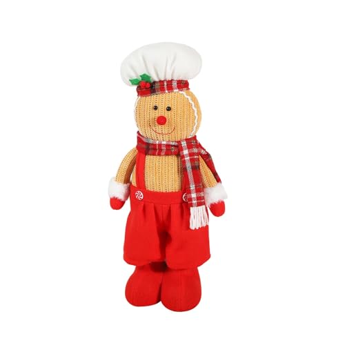 Jubepk Weihnachts-Lebkuchenmann-Puppe,Lebkuchenmann-Puppenfigur | Plüsch Lebkuchenmann Mädchen Puppen | Saisonale Fotografie-Requisiten für drinnen und draußen, Puppen für Kaminsims, Bücherregal von Jubepk