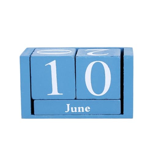 Jubepk Wooden Calendar Blocks, Desktop Calendar, Wood Month Date Display, Rustic Farmhouse Design, Reusable Perpetual Reminder, Ideal for Teachers, Students, Classroom, Business Desk, Blue von Jubepk