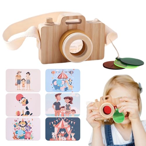 Jubepk Wooden Camera Toy, Toddler Camera Toy, Pretend Camera Props, Portable Cameras Toy, Portable Pretend Wooden Cameras Toys with Wrist Strap for and Kids and Family Photo Shoots von Jubepk