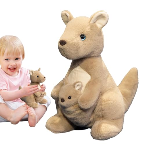 Känguru-Plüschtier, Kuscheltier-Kissen, 22,9 cm, Känguru-Plüsch, weiches Kinderspielzeug mit bezauberndem 22,9 cm Känguru-Plüschtier für Kinder und Sammler von Jubepk