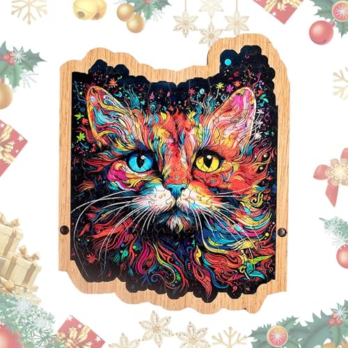 Katzenpuzzle aus Holz | Kinder-Katzen-Puzzle-Brettspiel | Lustiges Holzpuzzle für Katzenliebhaber | Dekoratives Katzen-Puzzlespiel für Freunde und Familie, ideales Wohndekor-Geschenk von Jubepk