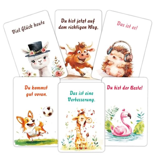 Kids Affirmation Cards, 32 German Positive Affirmation Flash Cards, Empowering Quotes, Confidence and Self-Esteem Boost, Educational Mindfulness Game, Animal Theme for Meditation von Jubepk